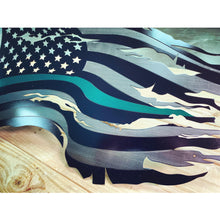 Load image into Gallery viewer, Thin Green Line Steel Distressed Tattered Battle Flag