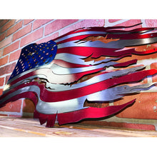 Load image into Gallery viewer, Thin Blue Line Steel Distressed Tattered Battle Flag
