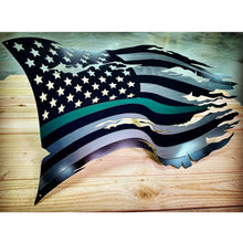 Load image into Gallery viewer, Thin Green Line Steel Distressed Tattered Battle Flag