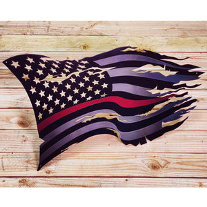 Thin Red Line Steel Distressed Tattered Battle Flag