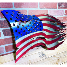 Load image into Gallery viewer, Thin Blue Line Steel Distressed Tattered Battle Flag